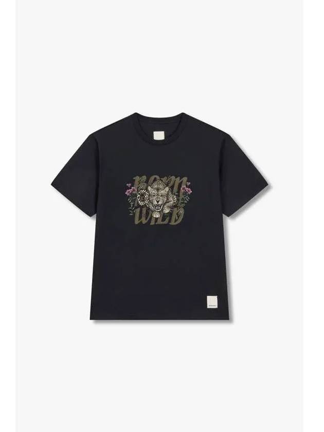 Men s Flower Leopard Graphic T Shirt Black - EMPORIO ARMANI - BALAAN 1