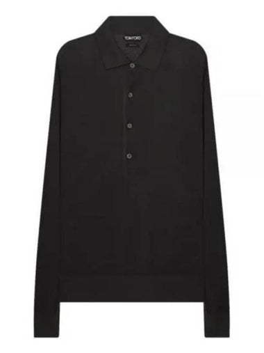 Silk Cotton Polo Shirt Black - TOM FORD - BALAAN 1