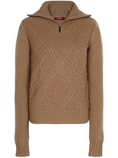 Camel Etra Wool Cashmere Turtleneck Sweater 006 00322 - MAX MARA - BALAAN 1