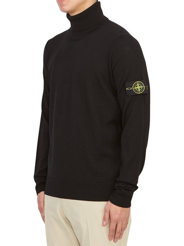 Wappen Patch Virgin Wool Turtleneck Black - STONE ISLAND - BALAAN 3