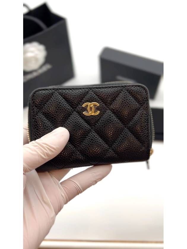 Classic Zipped Coin Purse Grained Calfskin & Gold Black - CHANEL - BALAAN 9