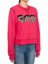 Women's Logo Print Organic Cotton Crop Sweatshirt Dark Pink - GANNI - BALAAN 4