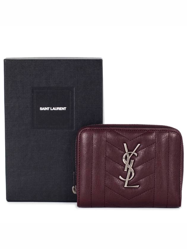 Mixed Half Wallet 437470 BRMO4 6127 Burgundy - SAINT LAURENT - BALAAN 5