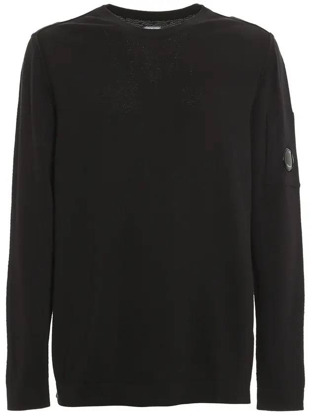 Men's Lens Wappen Crew Neck Knit Top Black - CP COMPANY - BALAAN 1