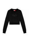 F Slimmy Cutout Logo Crop Sweatshirt Black - DIESEL - BALAAN 2