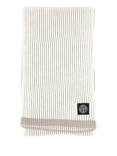 Logo Rib Scarf Beige - STONE ISLAND - BALAAN 1