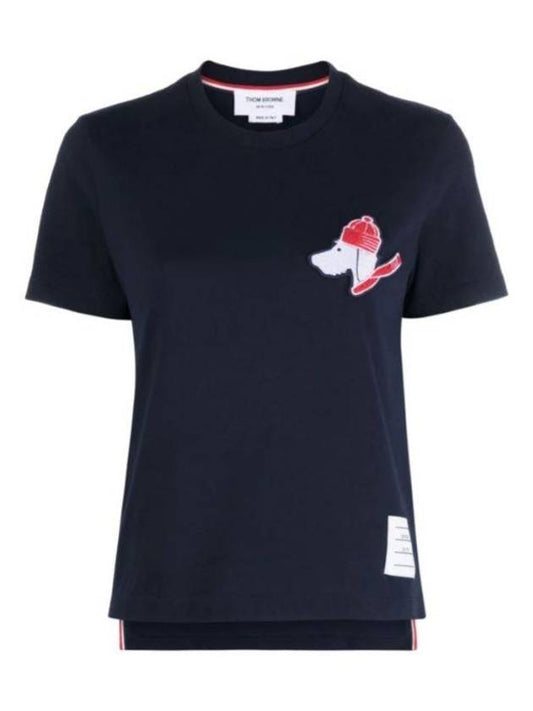 Festive Jersey Button Hector Short Sleeve T Shirt Navy - THOM BROWNE - BALAAN 2