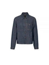 Triangle Logo Chambray Shirt Jacket Navy - PRADA - BALAAN 2