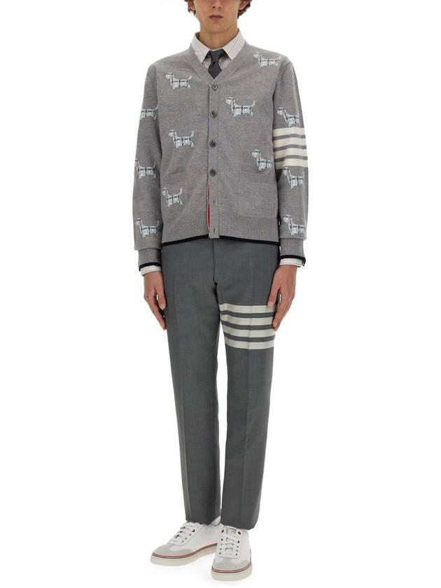 Hector Motif 4 Bar Cardigan Grey - THOM BROWNE - BALAAN 3