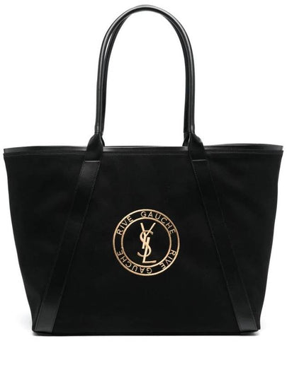 Rive Gauche Canvas Tote Bag Black - SAINT LAURENT - BALAAN 2