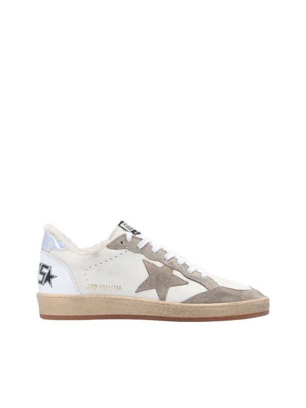 Ball Star Logo Print Suede Low Top Sneakers Grey White - GOLDEN GOOSE - BALAAN 1