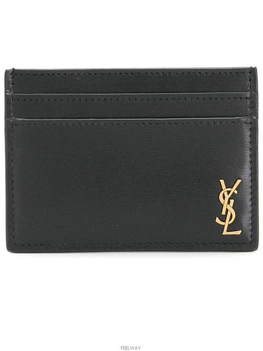 Tiny Monogram Shiny Leather Card Case Black - SAINT LAURENT - BALAAN 2