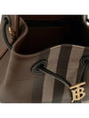 TB Logo Checked Leather Small Bucket Bag Dark Birch Brown - BURBERRY - BALAAN 5