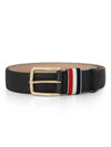 Men's Three Stripes Tab Pebbled Leather Belt Black - THOM BROWNE - BALAAN 7