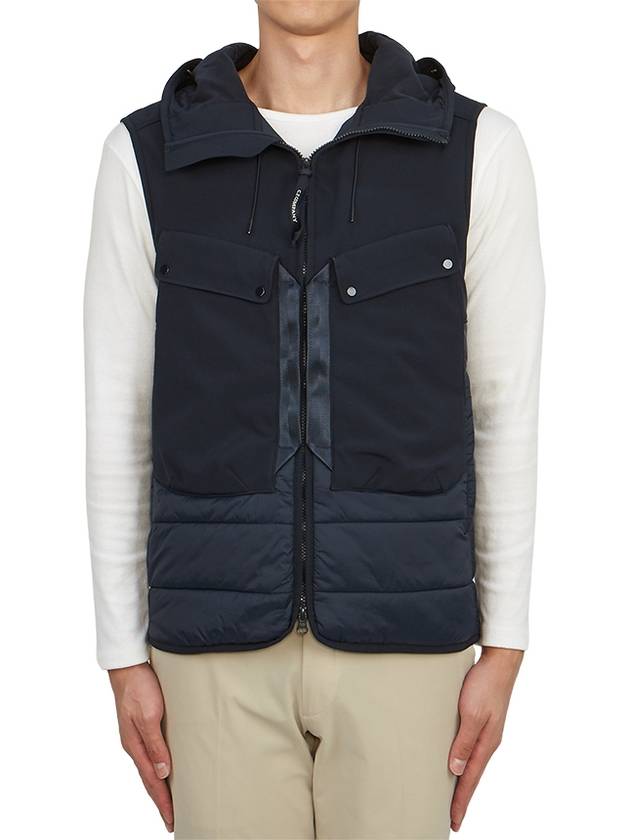 Shell R Mix Goggle Hooded Padded Vest Navy - CP COMPANY - BALAAN 3