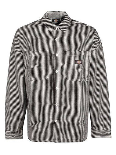 Stripe Cotton Long Sleeve Shirt Grey - DICKIES - BALAAN 1