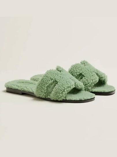 Oran Shearing Sandals Vert Deau - HERMES - BALAAN 2