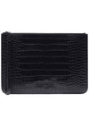 Crocodile Embossed Clutch Bag Black - BALENCIAGA - BALAAN 3