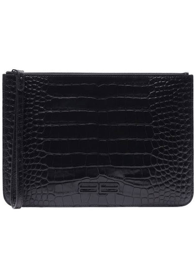 Crocodile Embossed Clutch Bag Black - BALENCIAGA - BALAAN 2