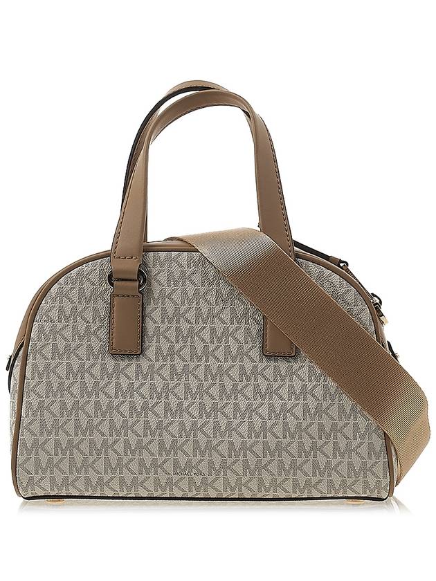 Williamsburg Small Logo Stripe Satchel Canvas Tote Bag Vanilla - MICHAEL KORS - BALAAN 4