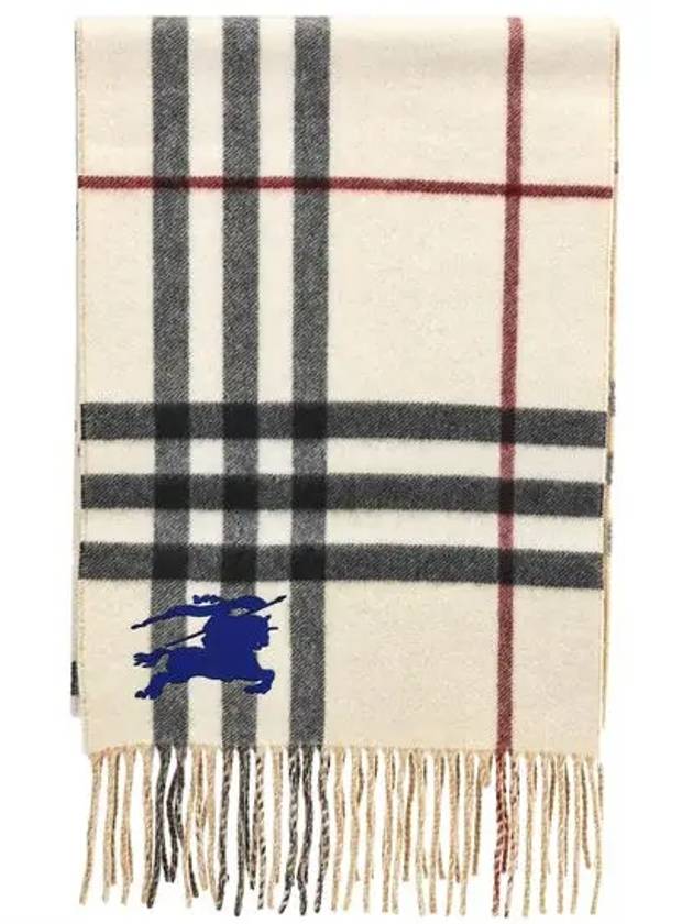 Check EKD Embroidered Reversible Cashmere Scarf Stone - BURBERRY - BALAAN 2