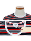 Tonal Cotton Striped Ringer Short Sleeve T-Shirt - THOM BROWNE - BALAAN 5