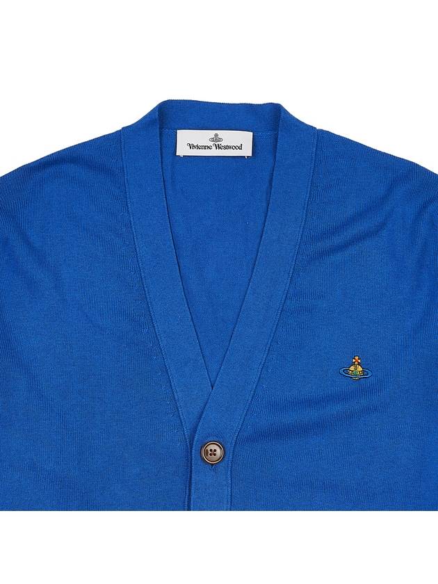 ORB Logo V-Neck Cardigan Blue - VIVIENNE WESTWOOD - BALAAN 4