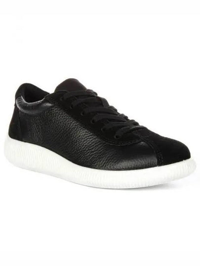 Soft Zero Leather Low Top Sneakers Black - ECCO - BALAAN 2