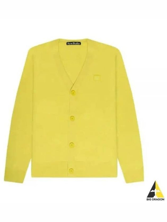 Face Logo V-Neck Cardigan Yellow - ACNE STUDIOS - BALAAN 2