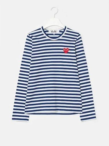 Men s Red Heart Waffen Striped T shirt Blue White Domestic Product GM0023051807603 - COMME DES GARCONS PLAY - BALAAN 1