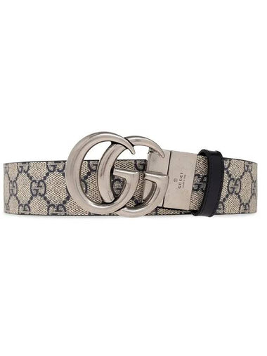 GG Marmont Reversible Leather Belt Blue Beige - GUCCI - BALAAN 1