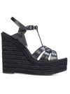 Tribute Espadrille Wedge Heel Black - SAINT LAURENT - BALAAN 1