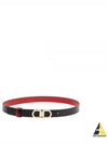 Reversible Gancini Leather Belt Black Flame Red - SALVATORE FERRAGAMO - BALAAN 2