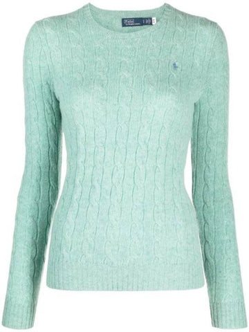 Embroidered Logo Pony Cable Knit Top Mint - POLO RALPH LAUREN - BALAAN 1