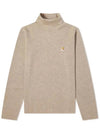 Fox Head Patch Fitted Wool Turtleneck Beige Melange - MAISON KITSUNE - BALAAN 3