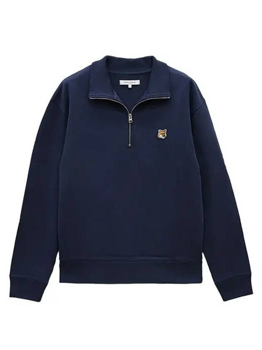 Fox Head Patch Half Zipper Sweatshirt Ink Blue - MAISON KITSUNE - BALAAN 2