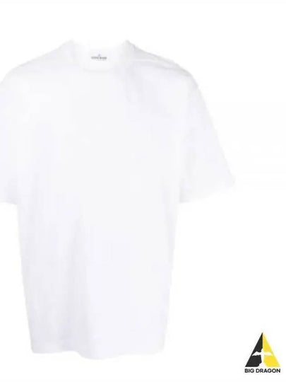 Fissato Effect Compass Embroidery Logo Short Sleeve T-shirt White - STONE ISLAND - BALAAN 2