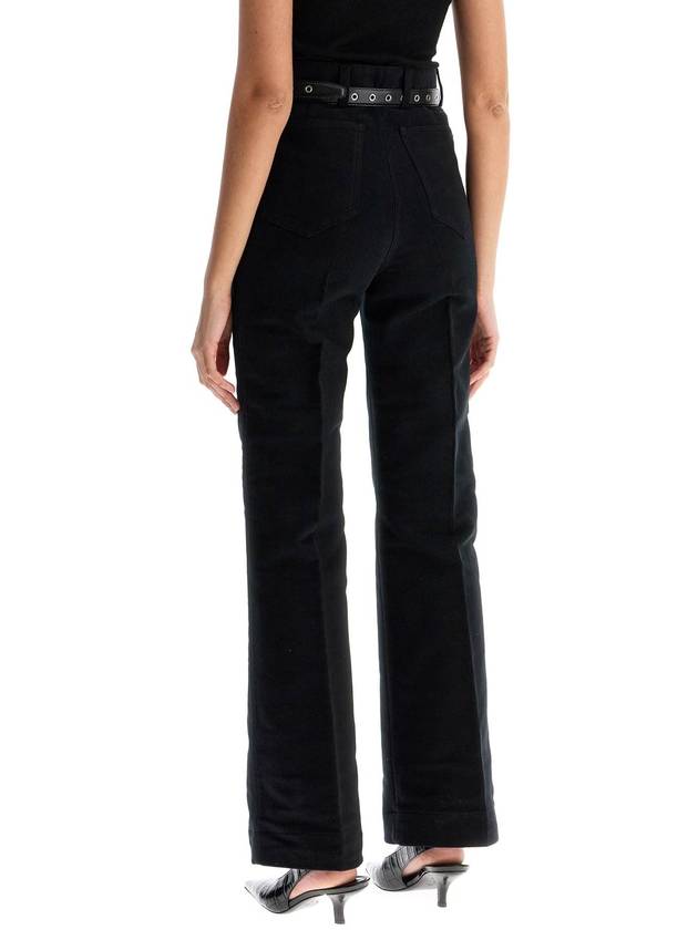 high-waisted flared pants in black organic cotton - TOTEME - BALAAN 3