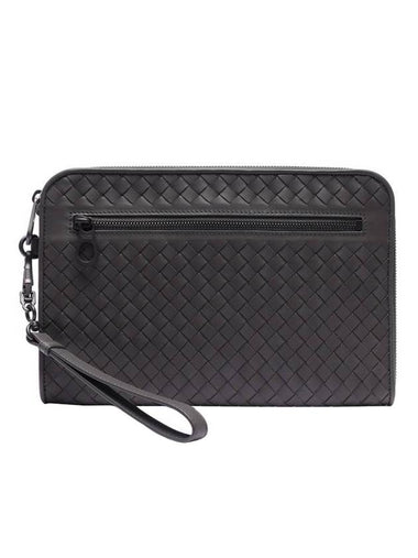 Intrecciato Documents Zipper Clutch Bag Gray - BOTTEGA VENETA - BALAAN 1