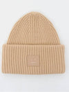 Face Patch Ribbed Wool Beanie Biscuit Beige - ACNE STUDIOS - BALAAN 3