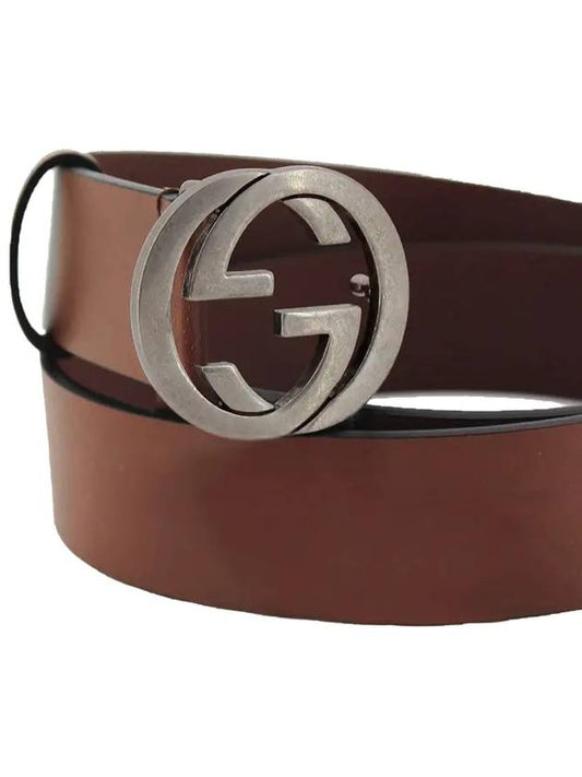 Interlocking Leather Belt Brown - GUCCI - BALAAN 2