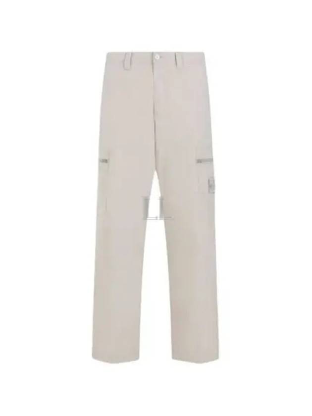 Regular Fit Cargo Cotton Canvas Straight Pants Beige - STONE ISLAND - BALAAN 2