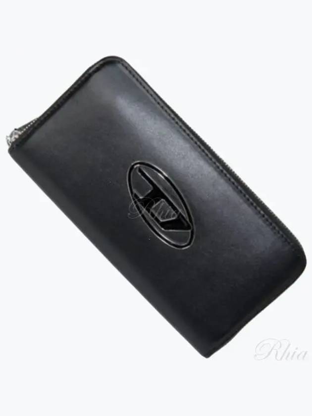 Garnet D Logo Leather Zipper Long Wallet Black - DIESEL - BALAAN 2