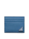 Triangular Logo Saffiano Leather Card Wallet Aviator Blue - PRADA - BALAAN 1