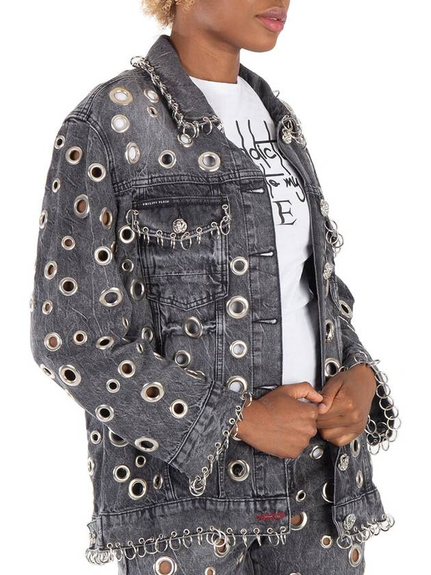 Philipp Plein Metal Rings Detail Denim Jacket, Size Small - PHILIPP PLEIN - BALAAN 2