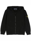 Kids Wappen Patch Zip-Up Hoodie Black - STONE ISLAND - BALAAN 2