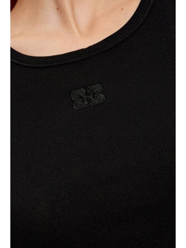 Ganni Logo-embroidered Top, Women's, Black - GANNI - BALAAN 5