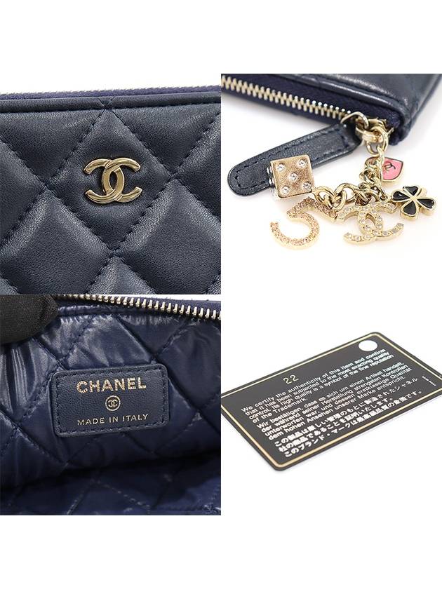 A82415 Navy Lambskin Gold Classic Charm Decoration New Medium Clutch 22nd - CHANEL - BALAAN 7