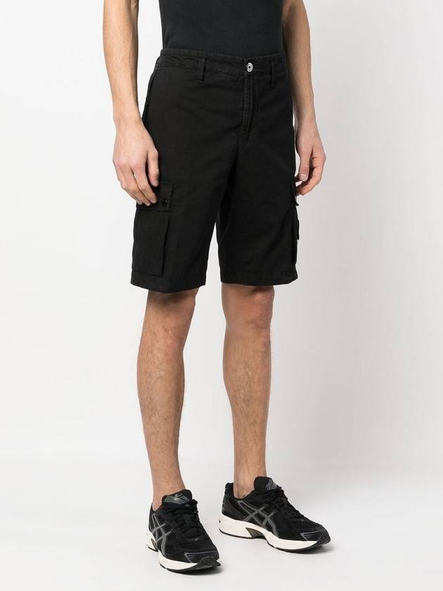 Men's Logo Patch Cargo Bermuda Shorts Black - STONE ISLAND - BALAAN 3