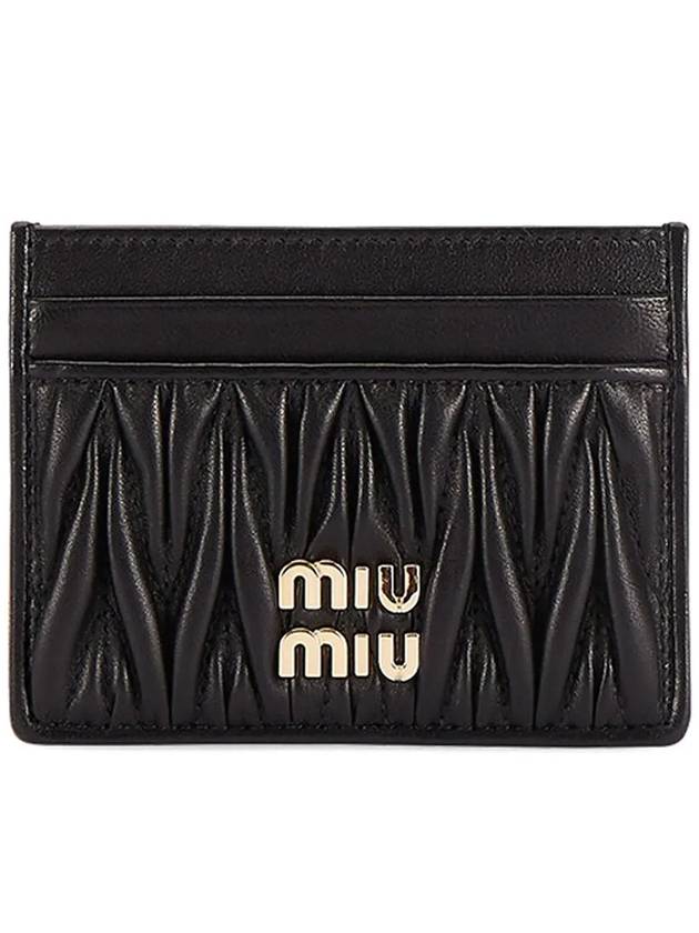 Matelasse Nappa Leather Card Wallet Black - MIU MIU - BALAAN 3